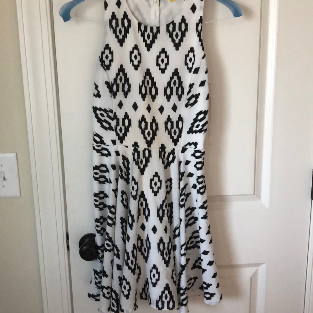 White and black skater dress